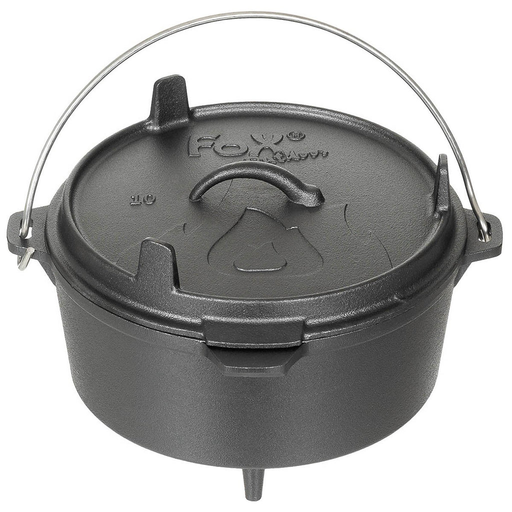 MFH Dutch Oven Feuertopf Gusseisen 3,8 l mit Deckel-Pfanne