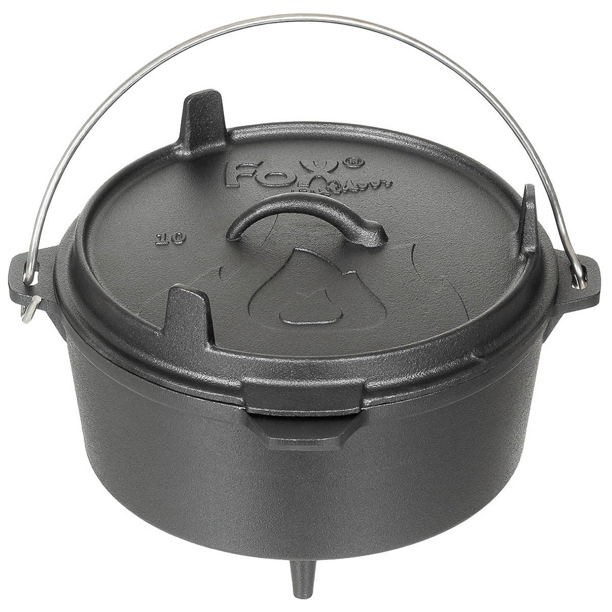 MFH Dutch Oven Feuertopf Gusseisen 3,8 l mit Deckel-Pfanne