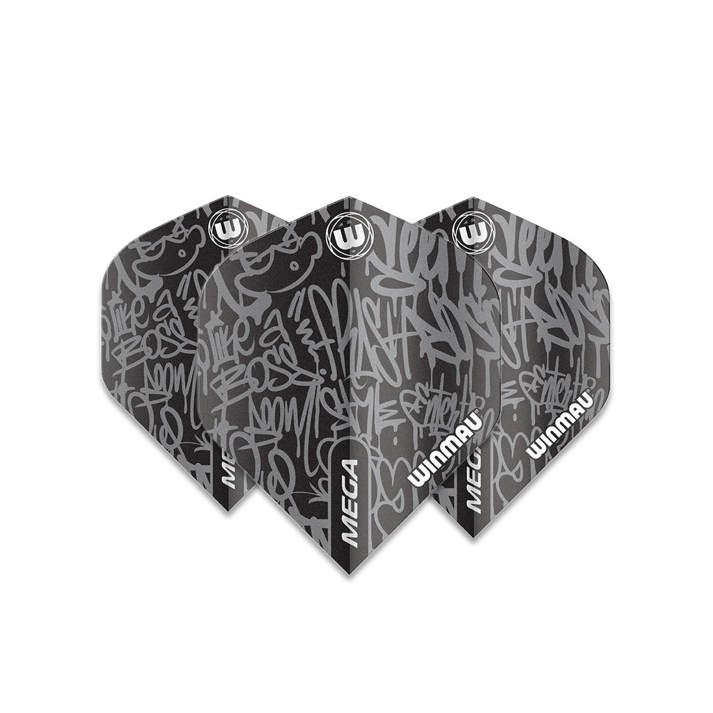 Winmau Mega Standard Dart Flights Schwarz 75 Micron