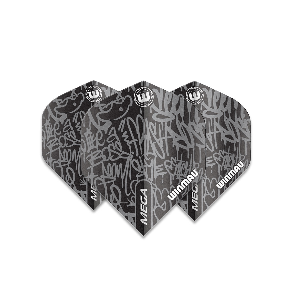 Winmau Mega Standard Dart Flights Schwarz 75 Micron
