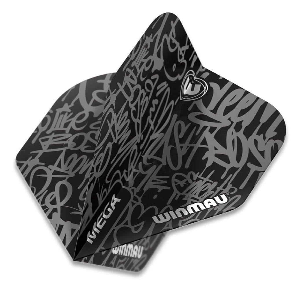 Winmau Mega Standard Dart Flights Schwarz 75 Micron