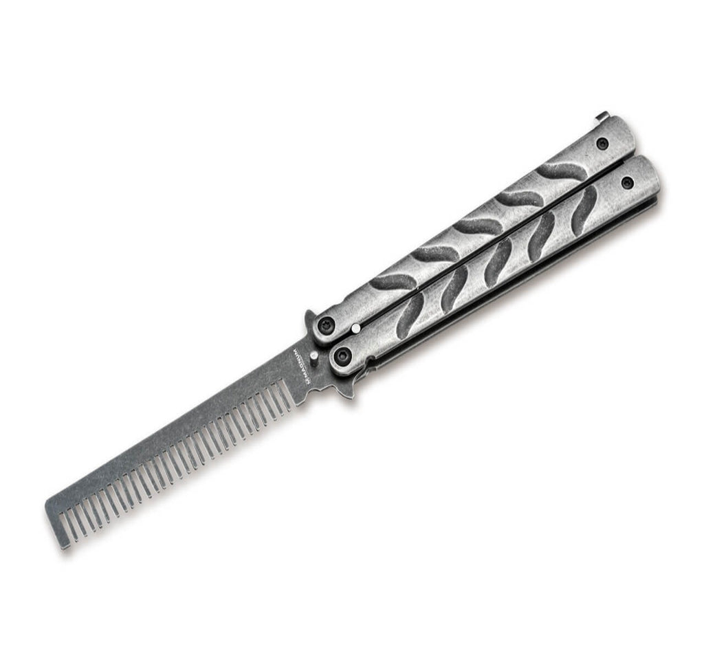 Böker Magnum Balisong Kamm aus Edelstahl mit Stonewash