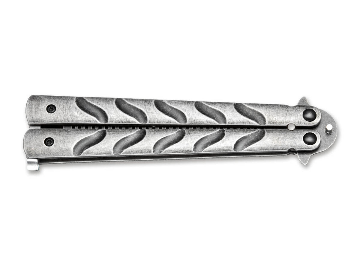 Böker Magnum Balisong Kamm aus Edelstahl mit Stonewash