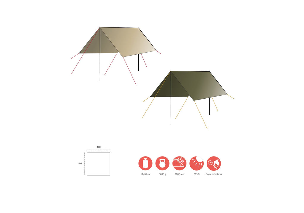 Grand Canyon Tarp Zuni 4 – Plane 400x400 cm, UV50, 3000 mm
