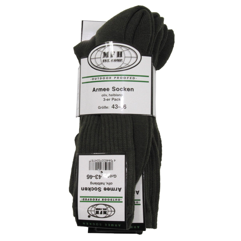 MFH Army Socken oliv halblang mit Plüschsohle – 3er Pack