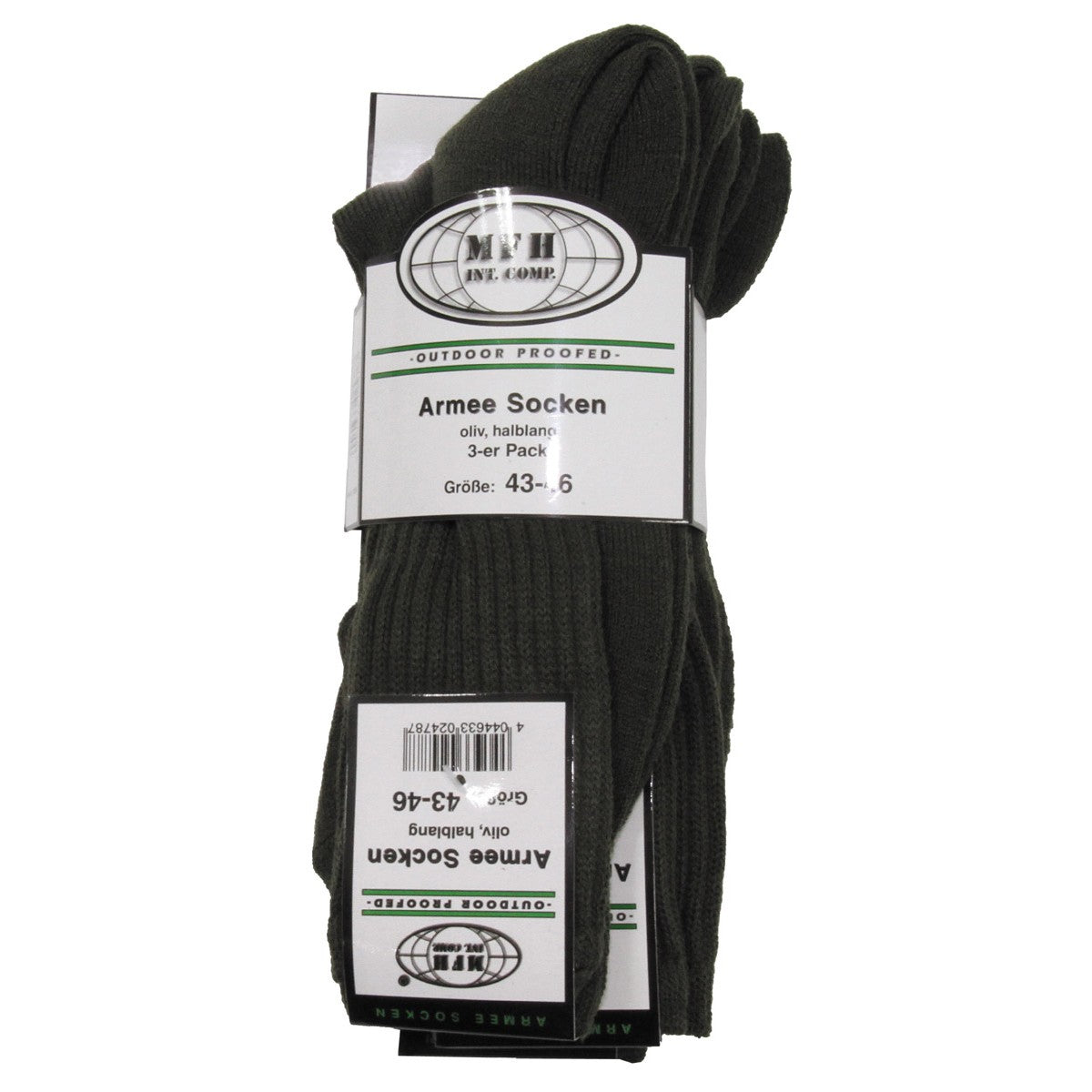 MFH Army Socken oliv halblang mit Plüschsohle – 3er Pack
