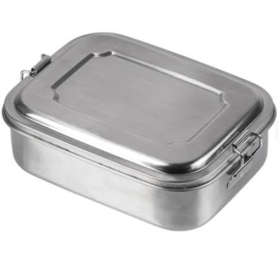Mil-tec Edelstahl Lunchbox 1,2 L – 18x14x6,5 cm, 2 Clips