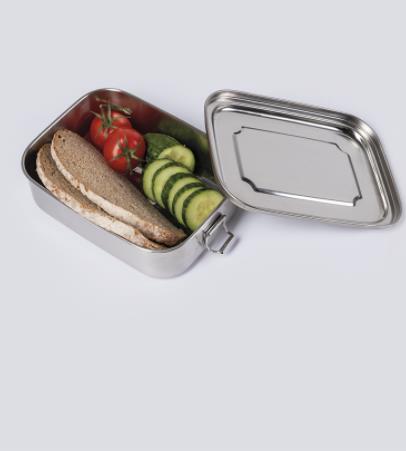 Mil-tec Edelstahl Lunchbox 1,2 L – 18x14x6,5 cm, 2 Clips
