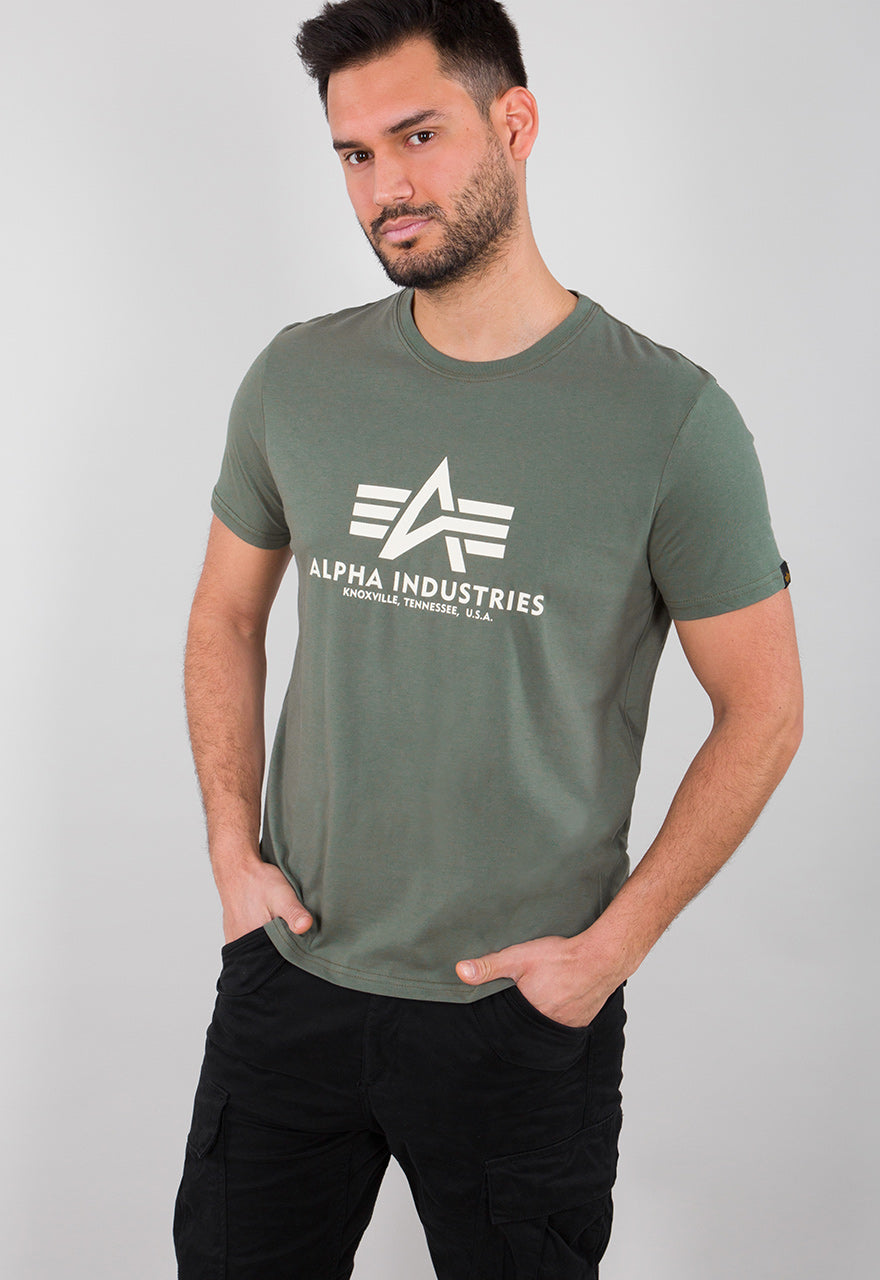 Alpha Industries Basic T-Shirt Herren – 100% Baumwolle, oliv