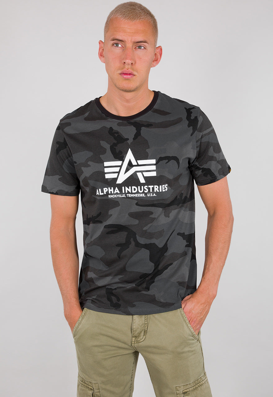 Alpha Industries T-Shirt Basic – 100% Baumwolle, Camo-Logo