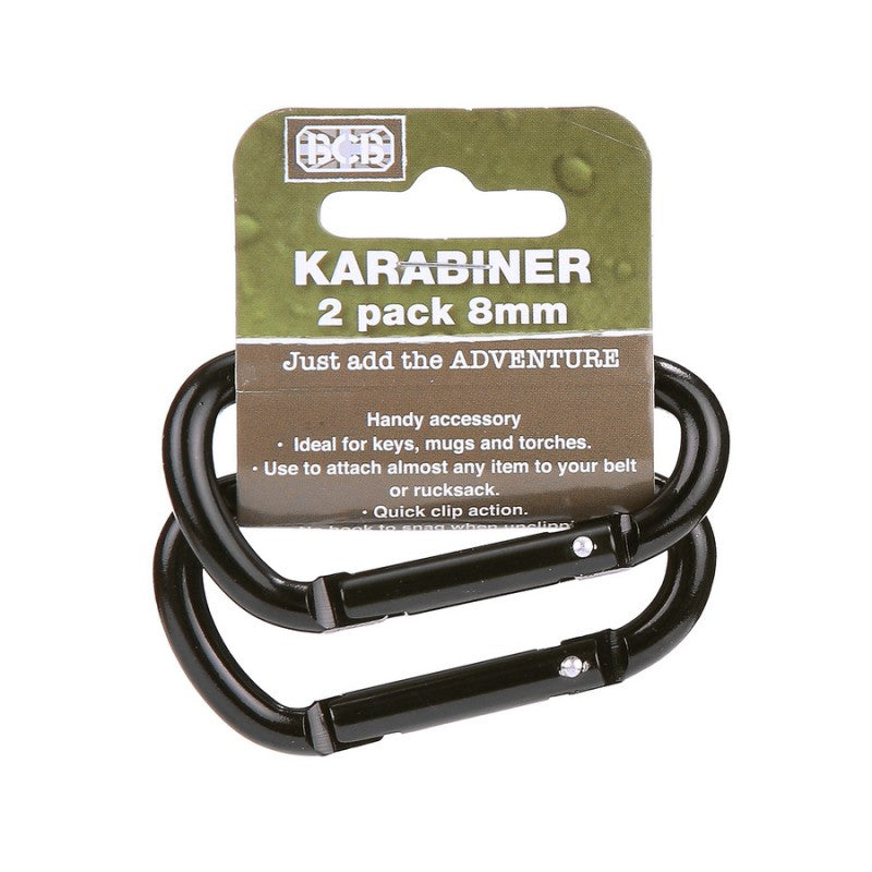 BCB Karabinerhaken schwarz 6mm/8mm – 2 Stück