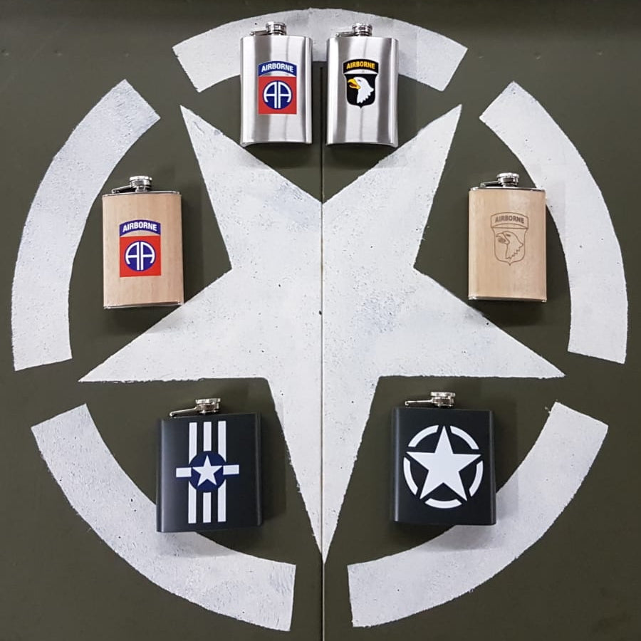 Stainless Steel Flachmann 6 oz US Army Star