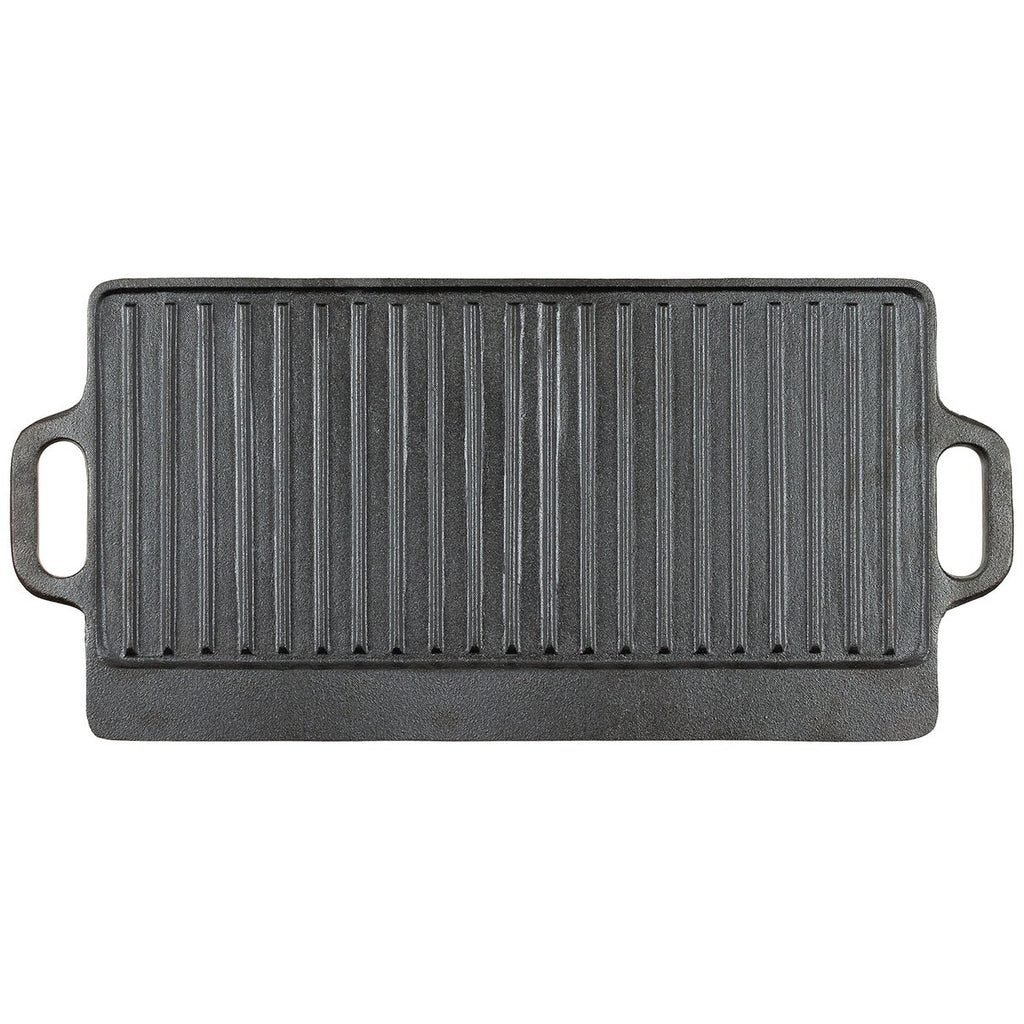 MFH Gusseisen-Grillplatte wendbar, glatt & gerillt, 50x23 cm