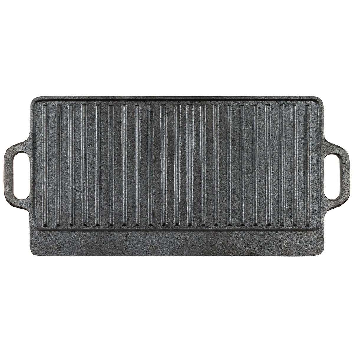 MFH Gusseisen-Grillplatte wendbar, glatt & gerillt, 50x23 cm