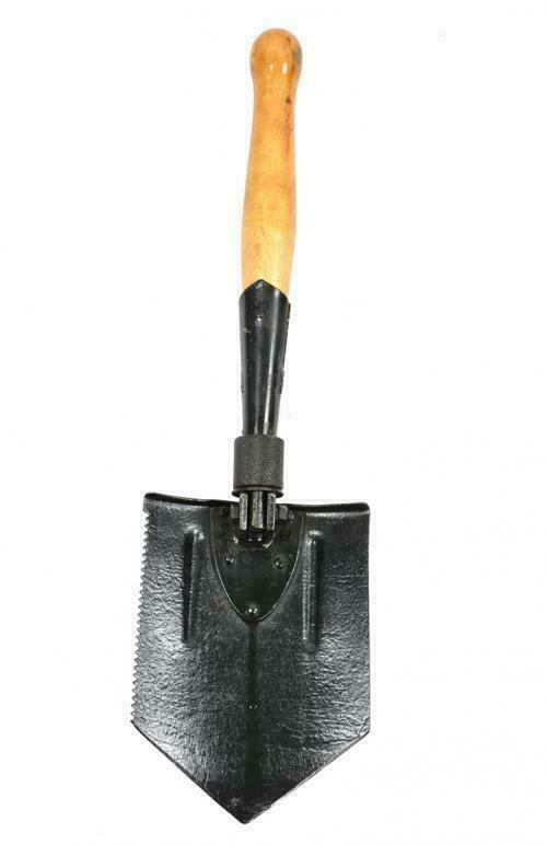Original Militaer Klappspaten (RO) schwarz, Stahl mit Holzstiel