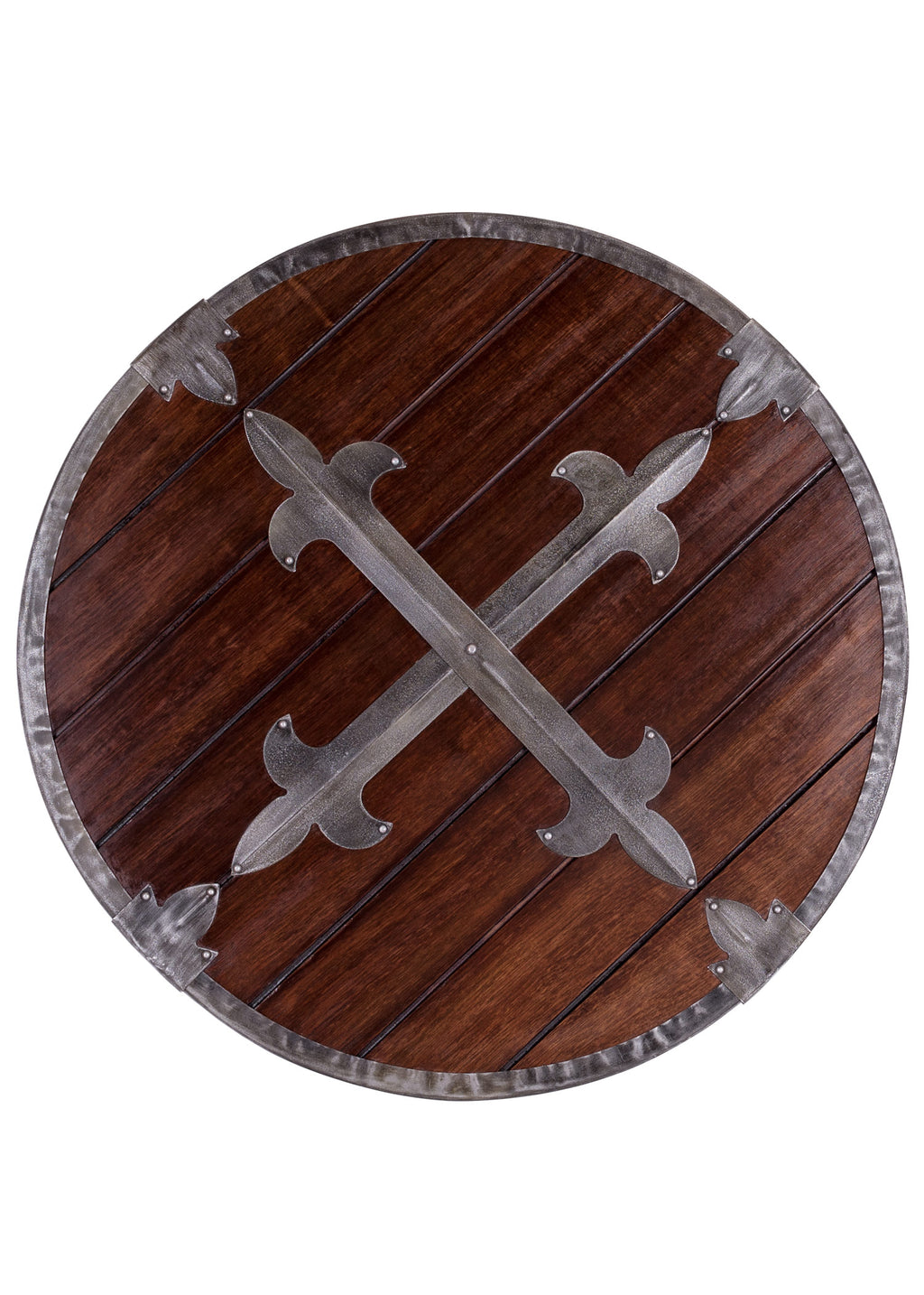Battle Rundschild aus Holz mit Stahlbeschlaegen, 61 cm