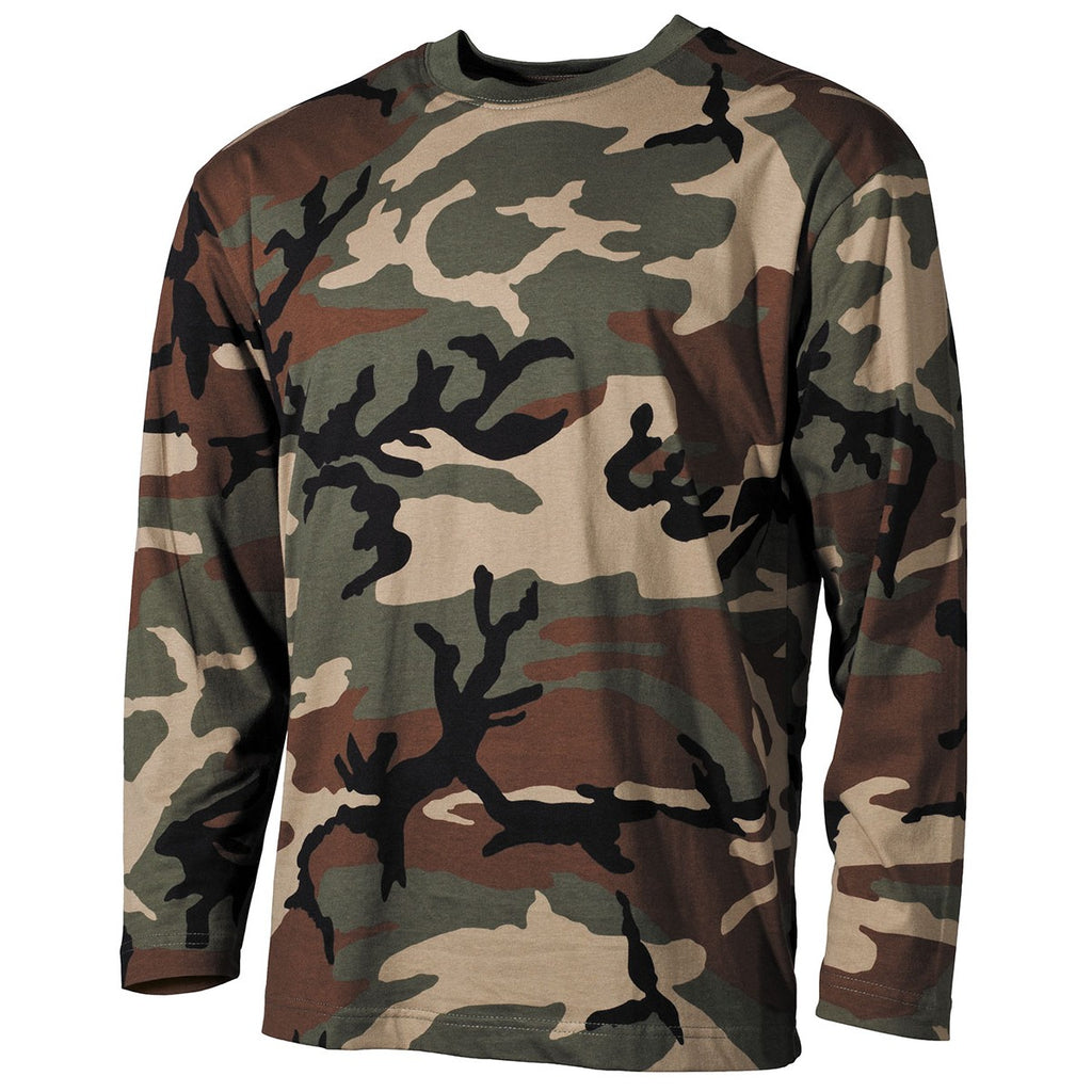 Mil-tec Langarmshirt 100% Baumwolle Single Jersey div. Farben