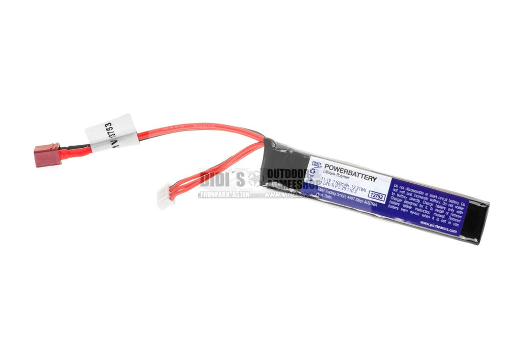 Pirate Arms LiPo Akku 11,1V 1100mAh 20C Stock Tube T-Plug