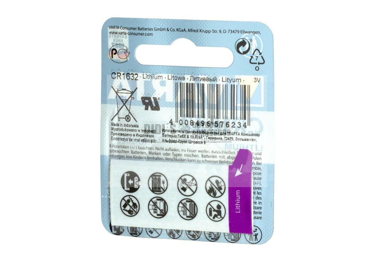 VARTA CR1632 Lithium-Knopfzelle 3V