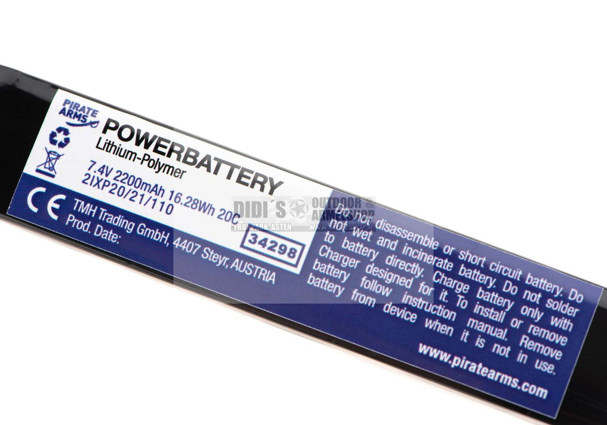 Pirate Arms LiPo Akku 7,4V 2200mAh 20C Twin T-Plug
