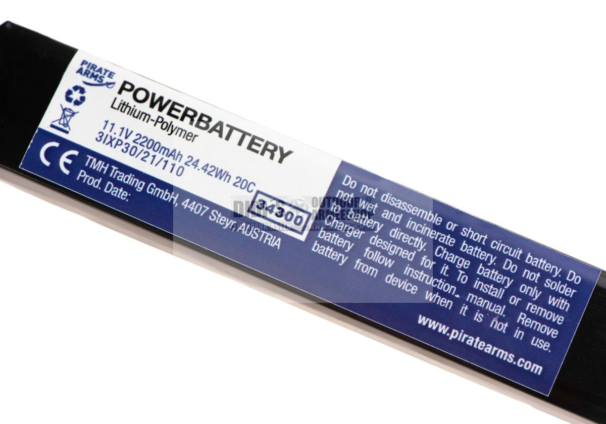 Pirate Arms LiPo Akku 11.1V 2200mAh 20C Split T-Plug AEG