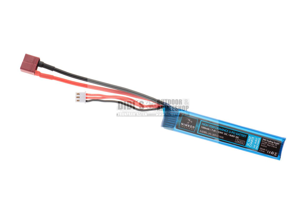 Nimrod Tactical LiPo Akku 7,4V 1300mAh 25C Buffer Tube T-Plug