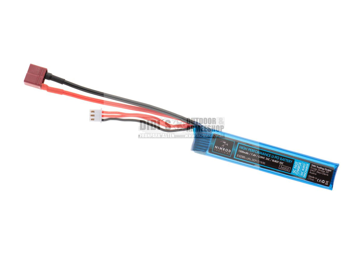Nimrod Tactical LiPo Akku 7,4V 1300mAh 25C Buffer Tube T-Plug