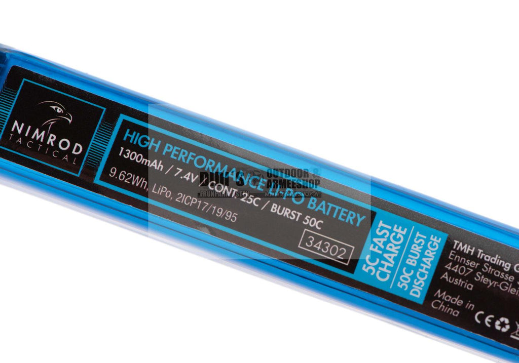 Nimrod Tactical LiPo Akku 7,4V 1300mAh 25C Buffer Tube T-Plug