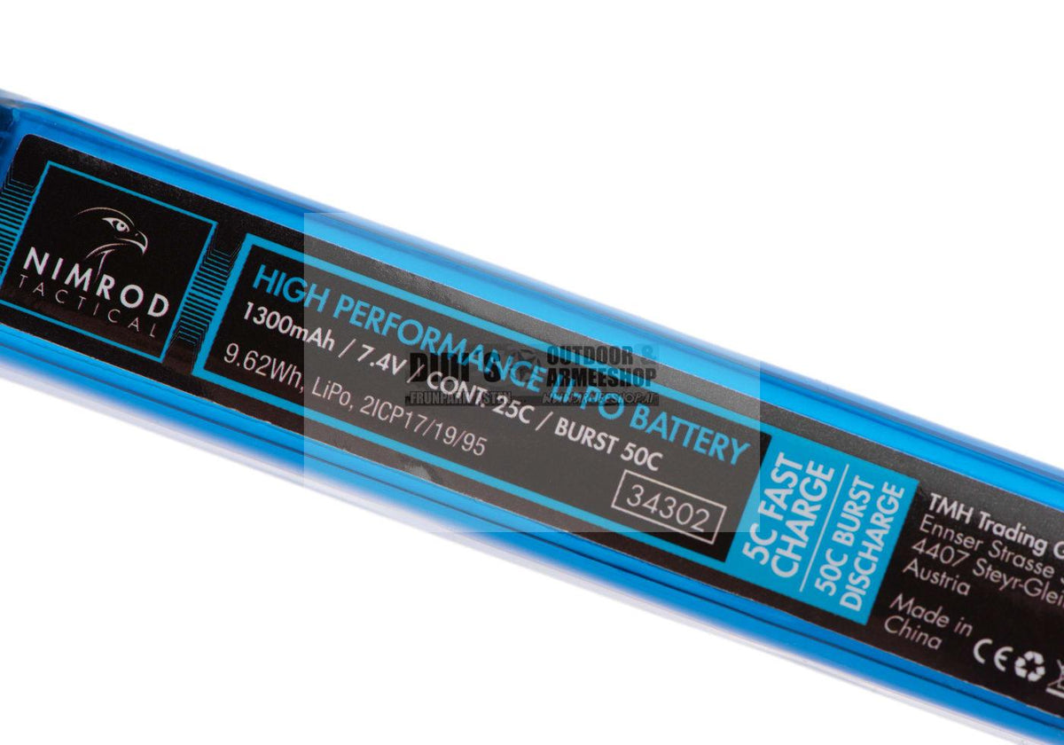 Nimrod Tactical LiPo Akku 7,4V 1300mAh 25C Buffer Tube T-Plug