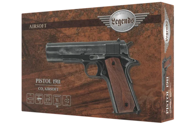 Legends 1911 Vintage CO₂ Airsoft-Pistole, Antik-Finish, 6 mm