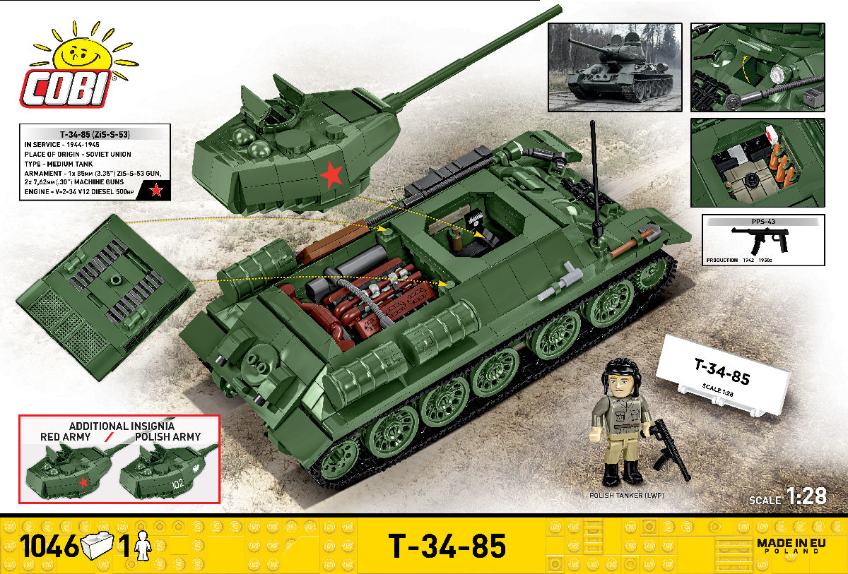 Cobi HISTORICAL COLLECTION WWII - T34-85 (2in1 - PL and ZSRR)