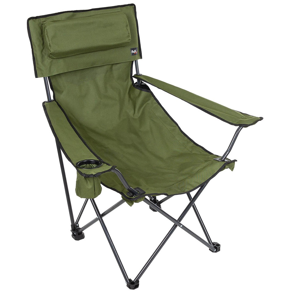 MFH Klappstuhl Deluxe oliv – mit Rücken- & Armlehne