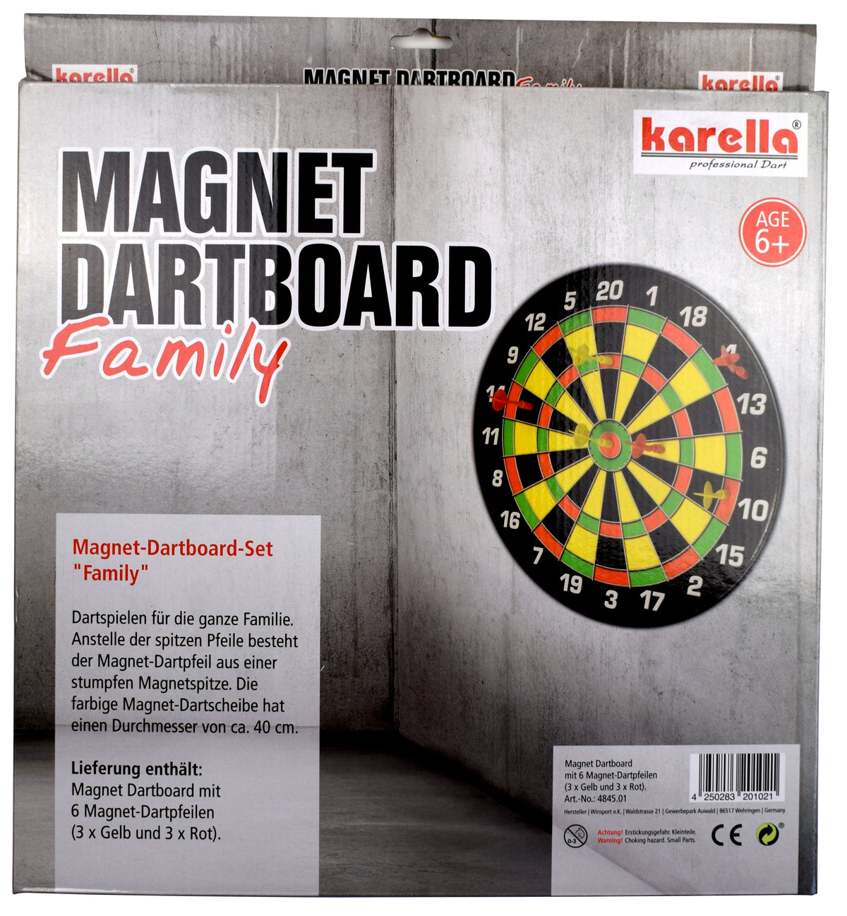 Karella Dartboard Magnet 40 cm Modell Family inkl. 6 Magnetdarts