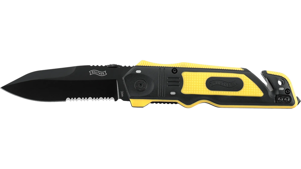 Walther Emergency Rescue Knife Gelb – Rettungsmesser mit Glasbrecher