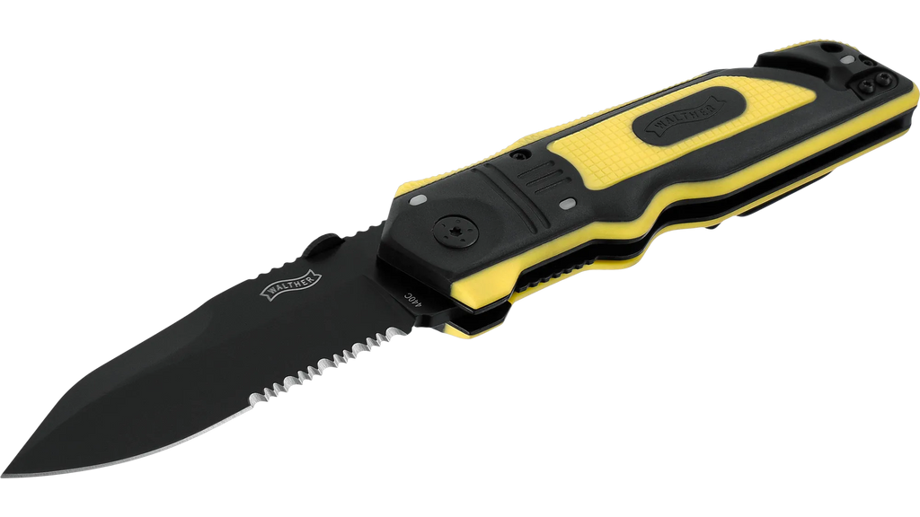 Walther Emergency Rescue Knife Gelb – Rettungsmesser mit Glasbrecher