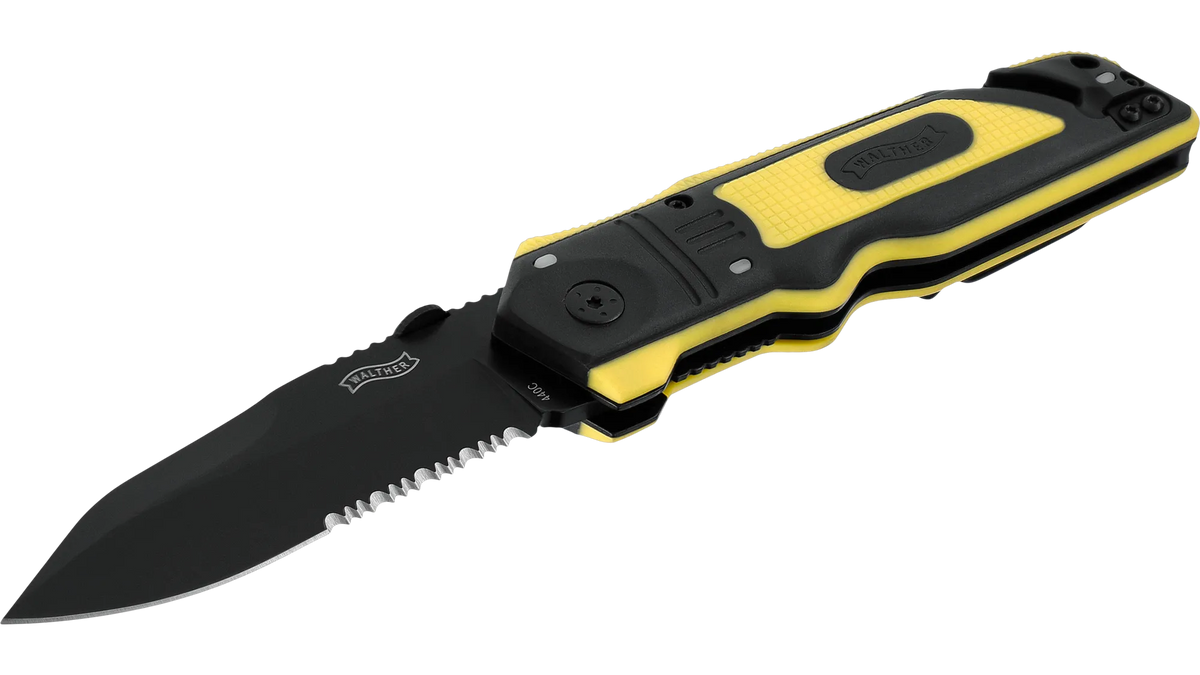 Walther Emergency Rescue Knife Gelb – Rettungsmesser mit Glasbrecher