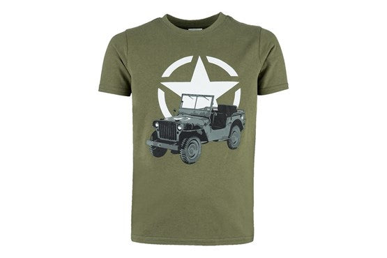 101inc Kinder T-Shirt Militär-Motiv Flugzeug / US Jeep