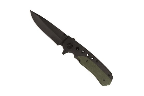Mil-Tec Einhandmesser Schwarz/Oliv - Edelstahl, 8,5 cm Klinge