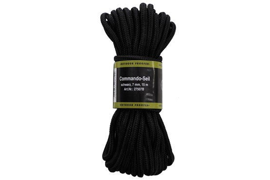 MFH Seil Schwarz 15 m – 5 mm / 7 mm / 9 mm Polypropylen