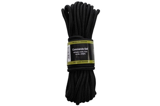 MFH Seil Schwarz 15 m – 5 mm / 7 mm / 9 mm Polypropylen