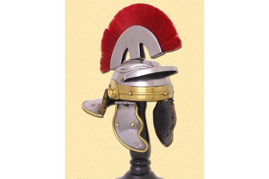 Battle Roemischer Centurio Helm Miniatur aus Stahl mit Holzstaender