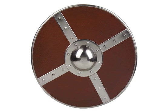 Haller Kampfschild Mittelalter – Holzschild mit Stahleinfassung, 56 cm