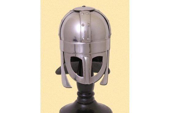Battle Wikinger Brillenhelm Miniatur aus Stahl mit Holzstaender