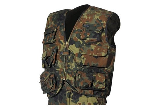 MFH Kinder Weste Flecktarn – Survival Weste mit vielen Taschen