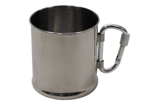 MFH Edelstahl-Tasse Outdoor – doppelwandig, Karabiner od. klassisch