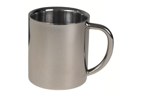 MFH Edelstahl-Tasse Outdoor – doppelwandig, Karabiner od. klassisch