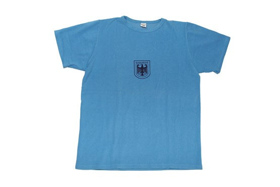Bundeswehr Sporthemd blau mit Adler, 50% Baumwolle, gebraucht
