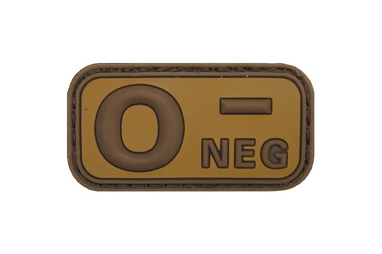 Klettabzeichen, Blutgruppe "0 NEG", 3D div.Farben