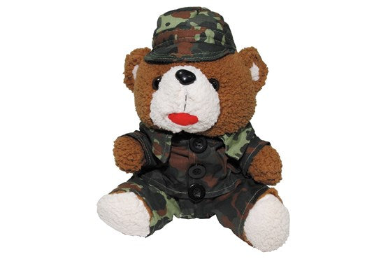 MFH Teddybär Flecktarn mit Anzug und Mütze, ca. 28 cm