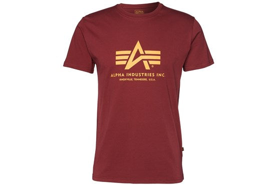 Alpha Industries Basic T-Shirt Herren – 100% Baumwolle, Burgundy